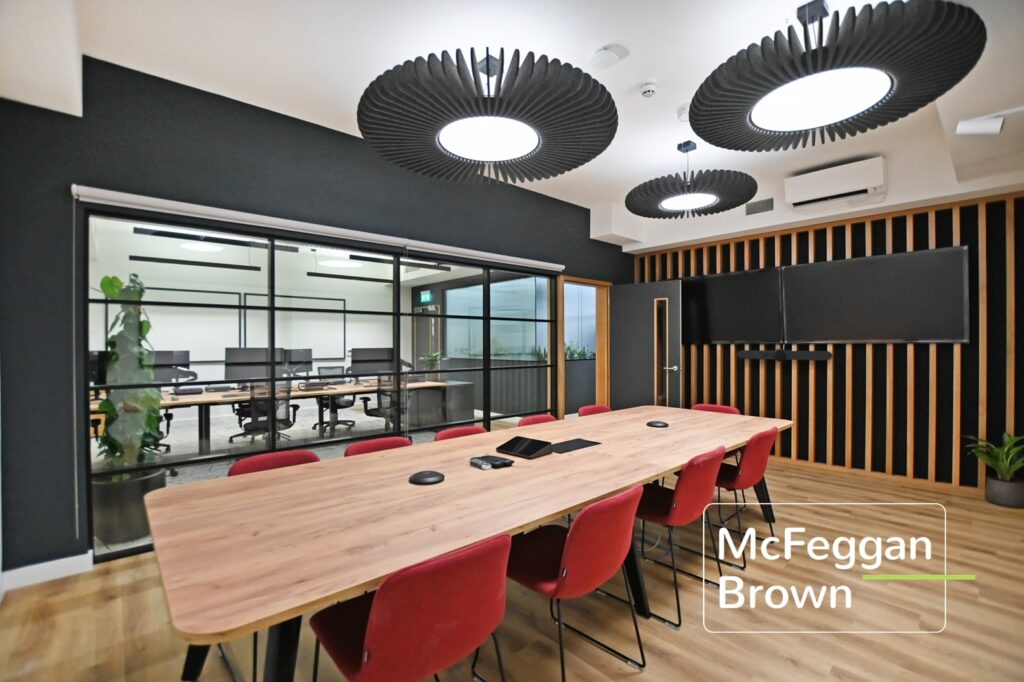 Meeting room with office acoustics