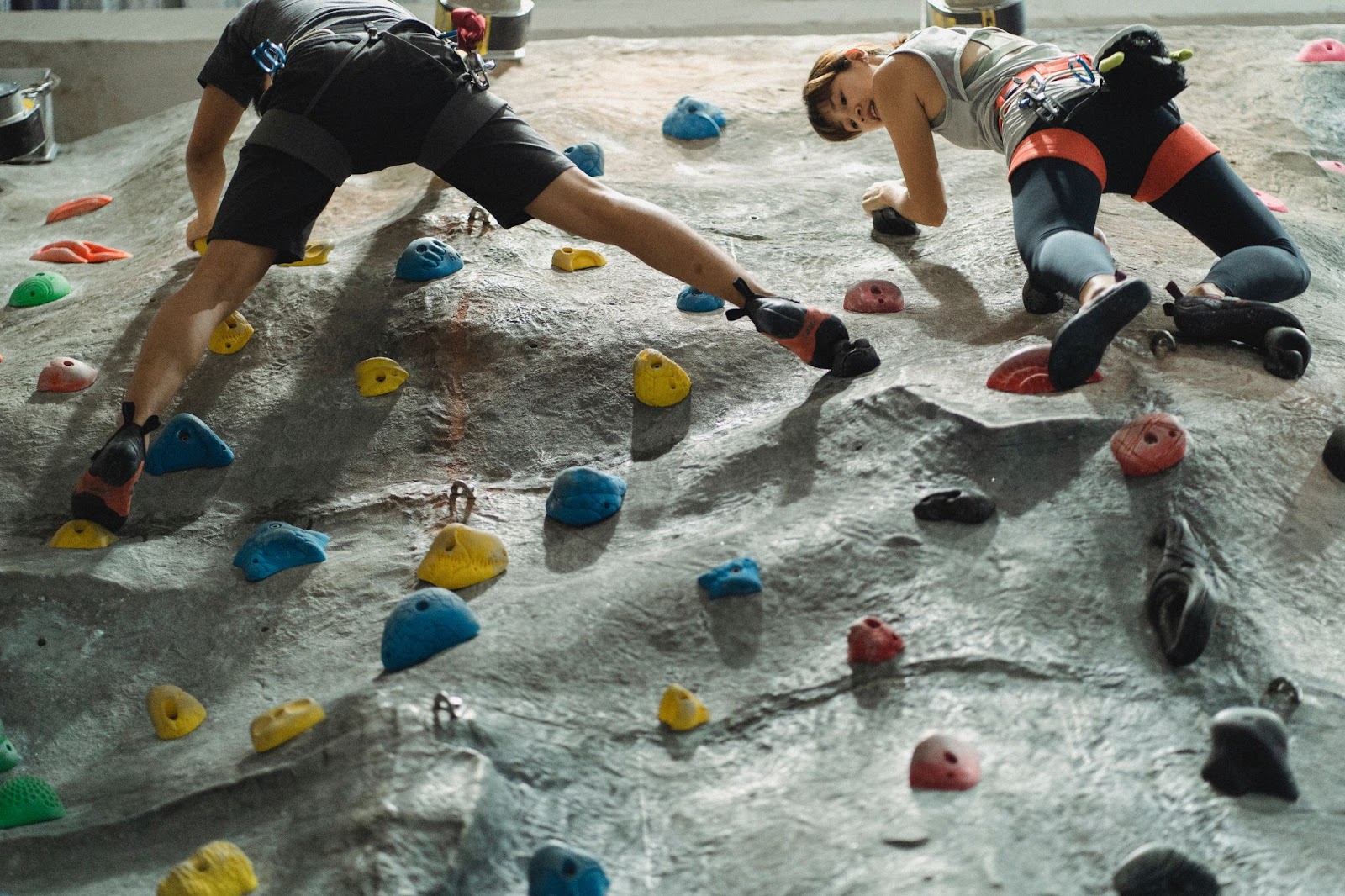People on rock climbing wall